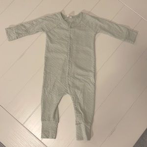 Quincy Mae Pointelle sage green long John one piece size 3-6